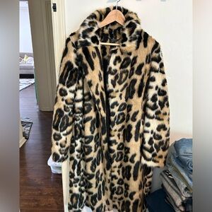 Rachel Roy faux fur Leopard print coat NWOT